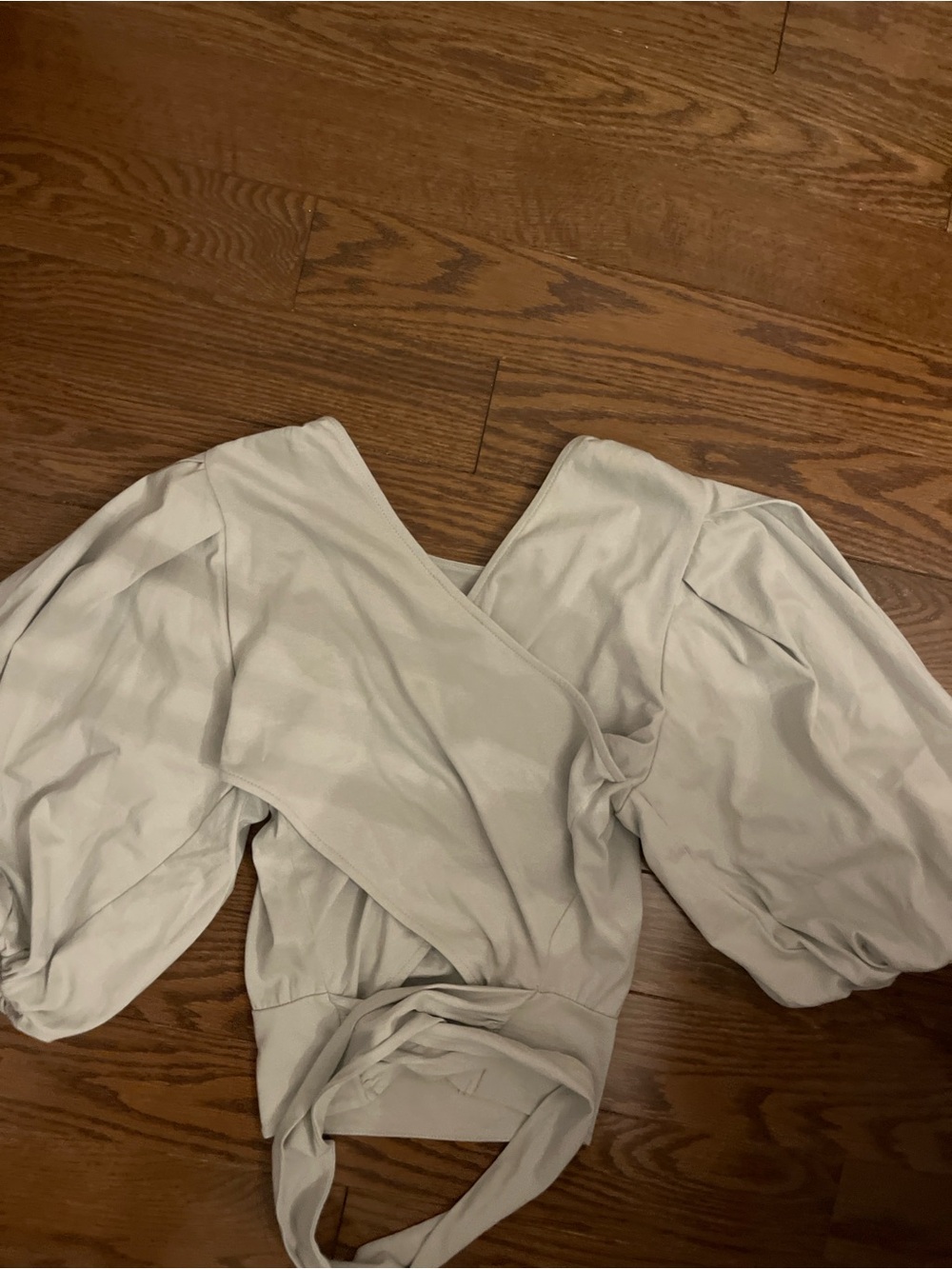 Express Cream Puff Sleeve Wrap Top
